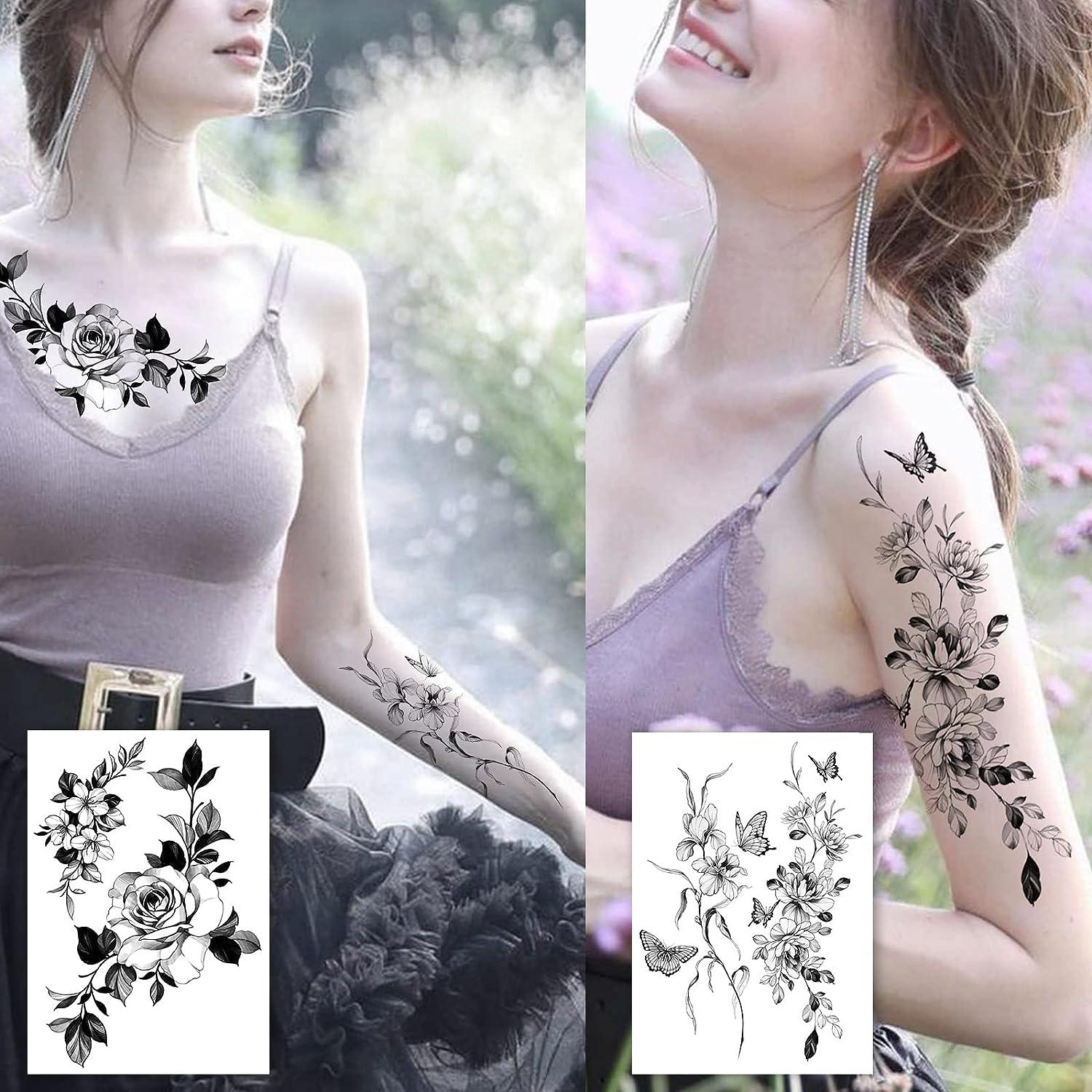 3d S 6 Pieces/lot Realistic Large Flower Body Art Sexy Legs Arm Tattoo  Stickers | Fruugo AE