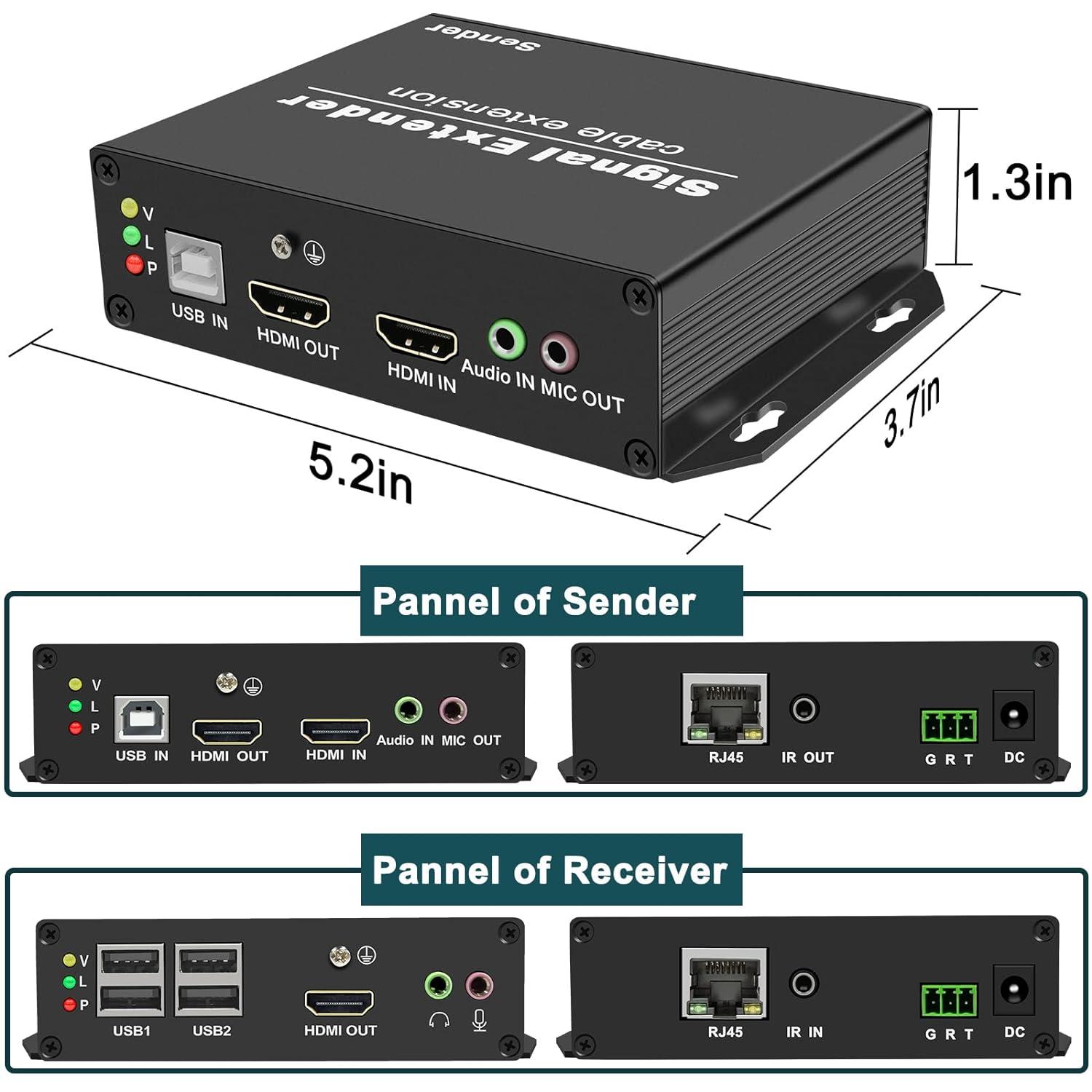 LornCeng 4K HDMI KVM USB Extender with HDMI Loop Out Over Single