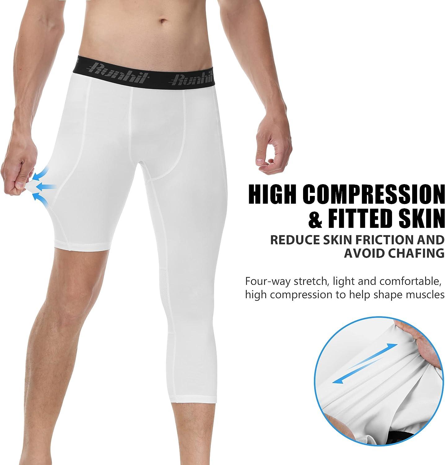 Men's One Leg Compression Tights for Basketball Capri Tights 3/4