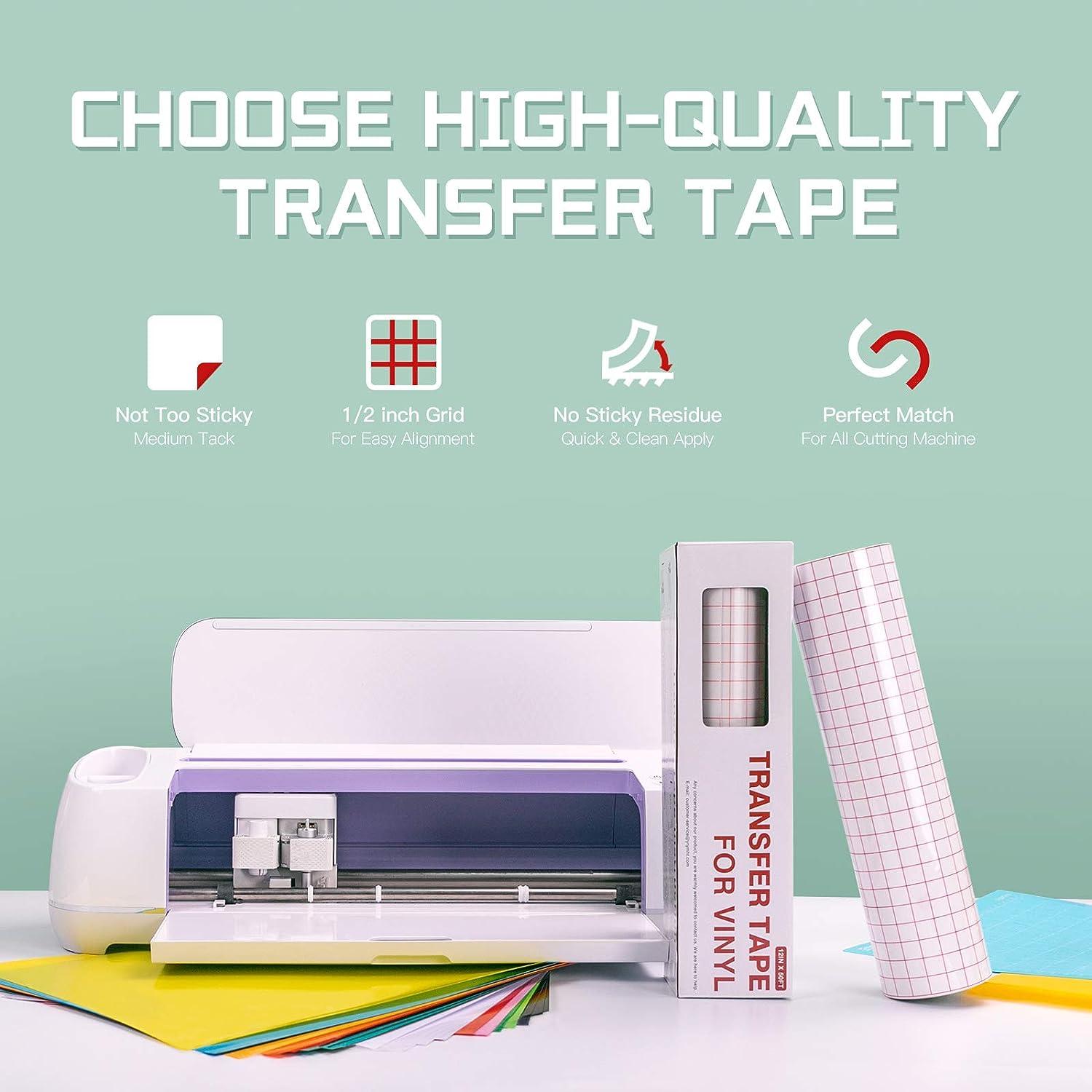 YRYM HT Clear Vinyl Transfer Paper Tape Roll-12 x 50 FT w/Alignment Grid  Application Tape for Silhouette Cameo Cricut Adhesive Vinyl for Decals  Signs Windows Stickers