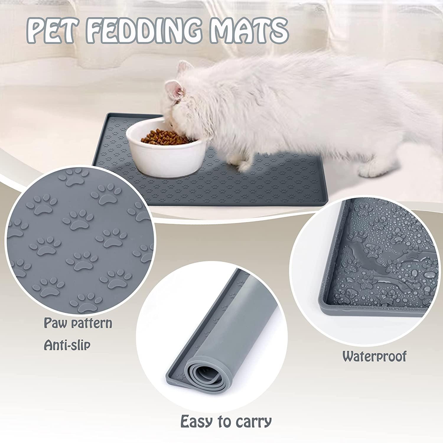 Cat Placemat Pet Feeding Mats Silicone Dog bowl pad Many Paw Pattern