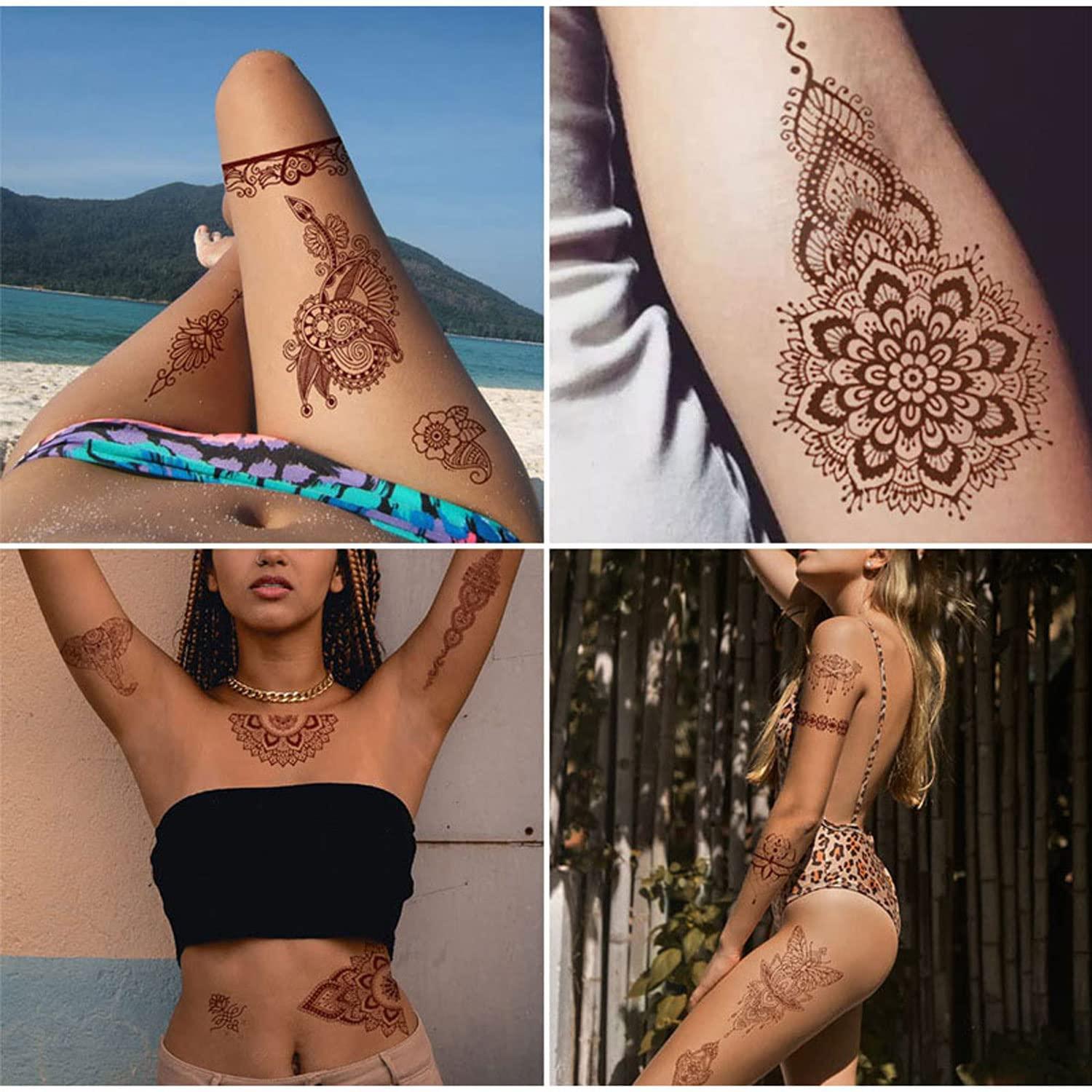 Disposable Flower Pattern Temporary Tattoo, Henna Tattoo Fake Tattoo  Sticker Black Friday | SHEIN USA