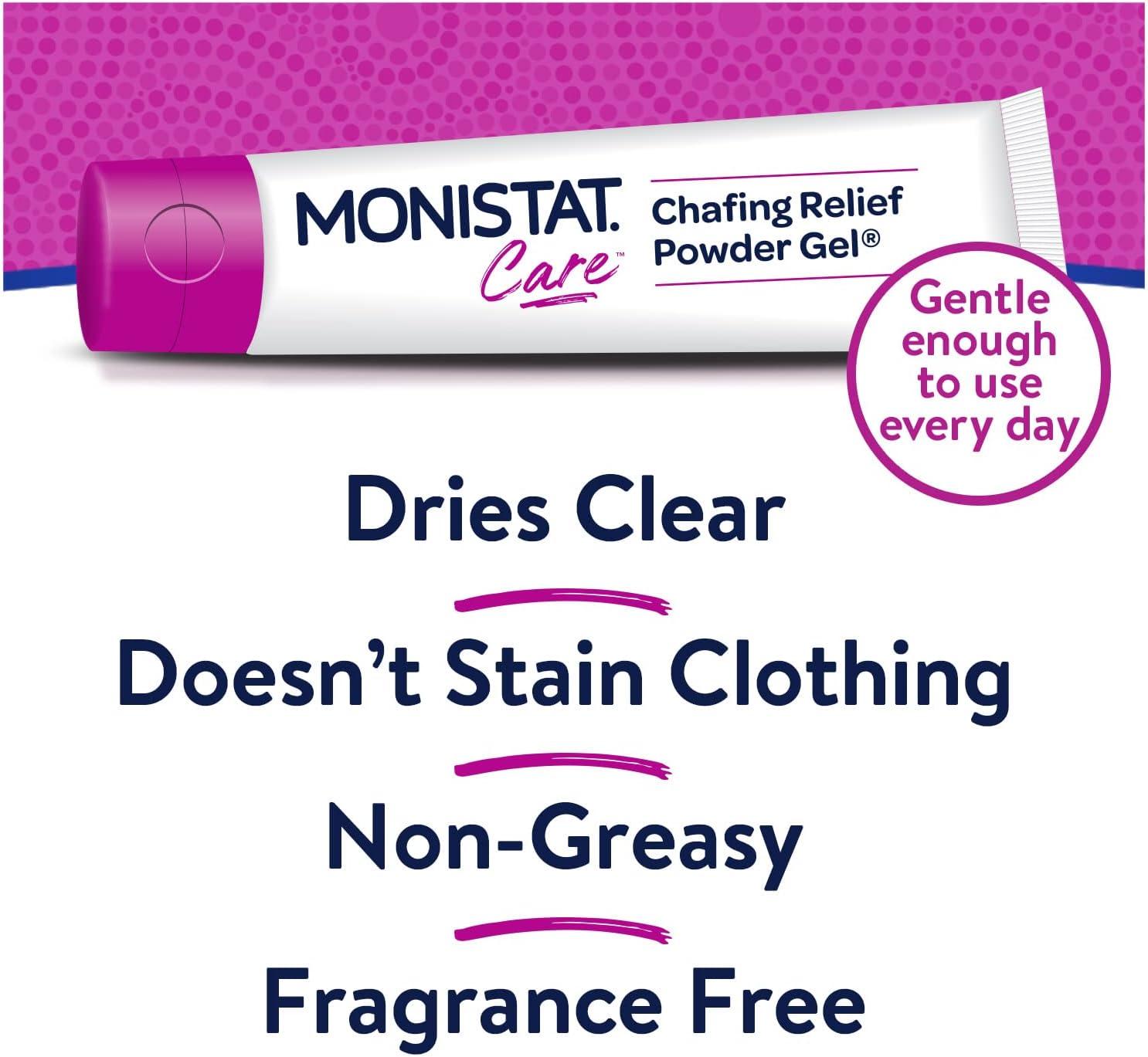 MONISTAT Care Chafing Relief Powder Gel, Anti-Chafe Protection, 1.5 oz, 4  Pack 1.5 Ounce (Pack of 4)