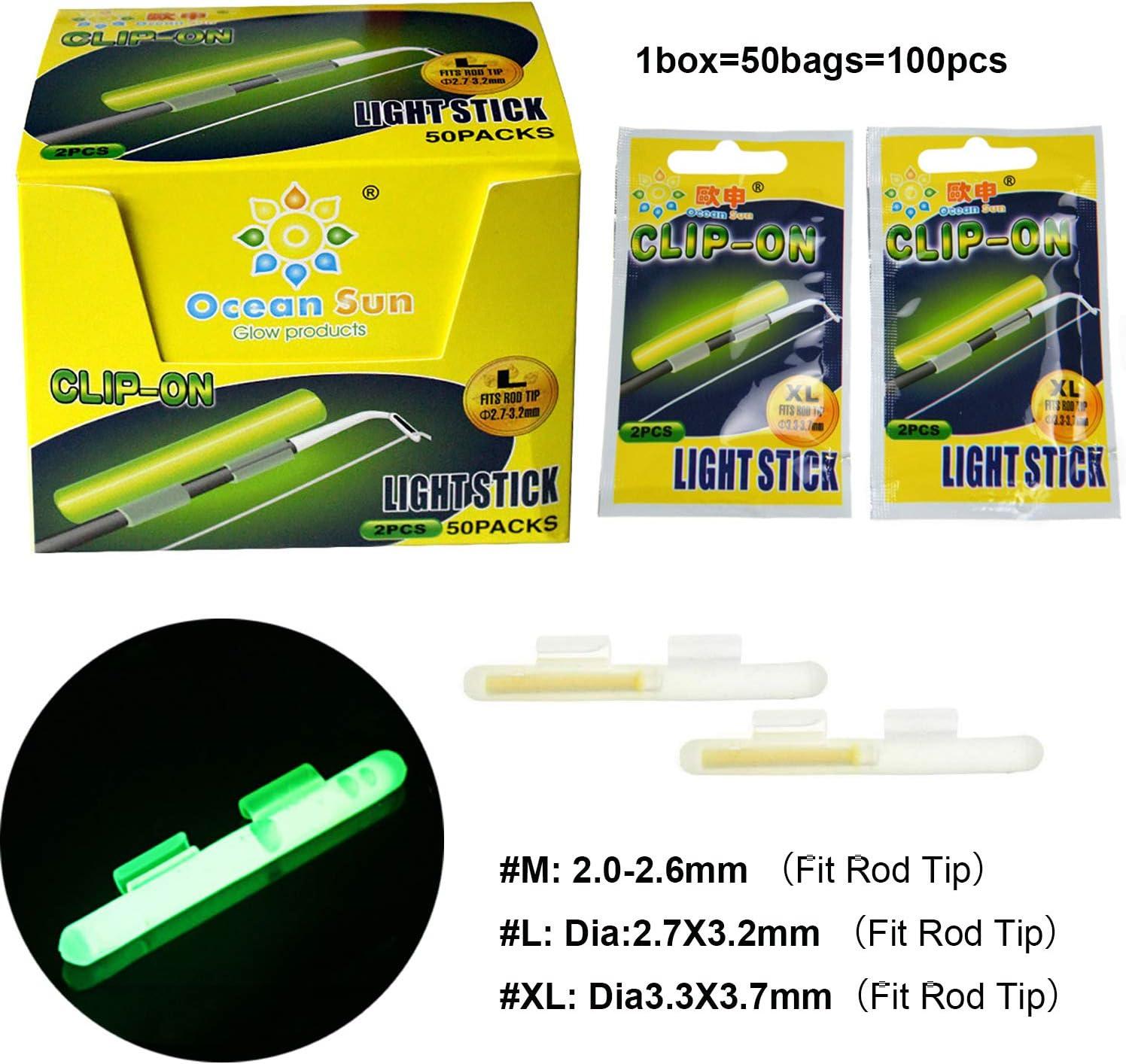  FASPLORE 10pcs Fishing Glow Sticks Clip Rod Tip
