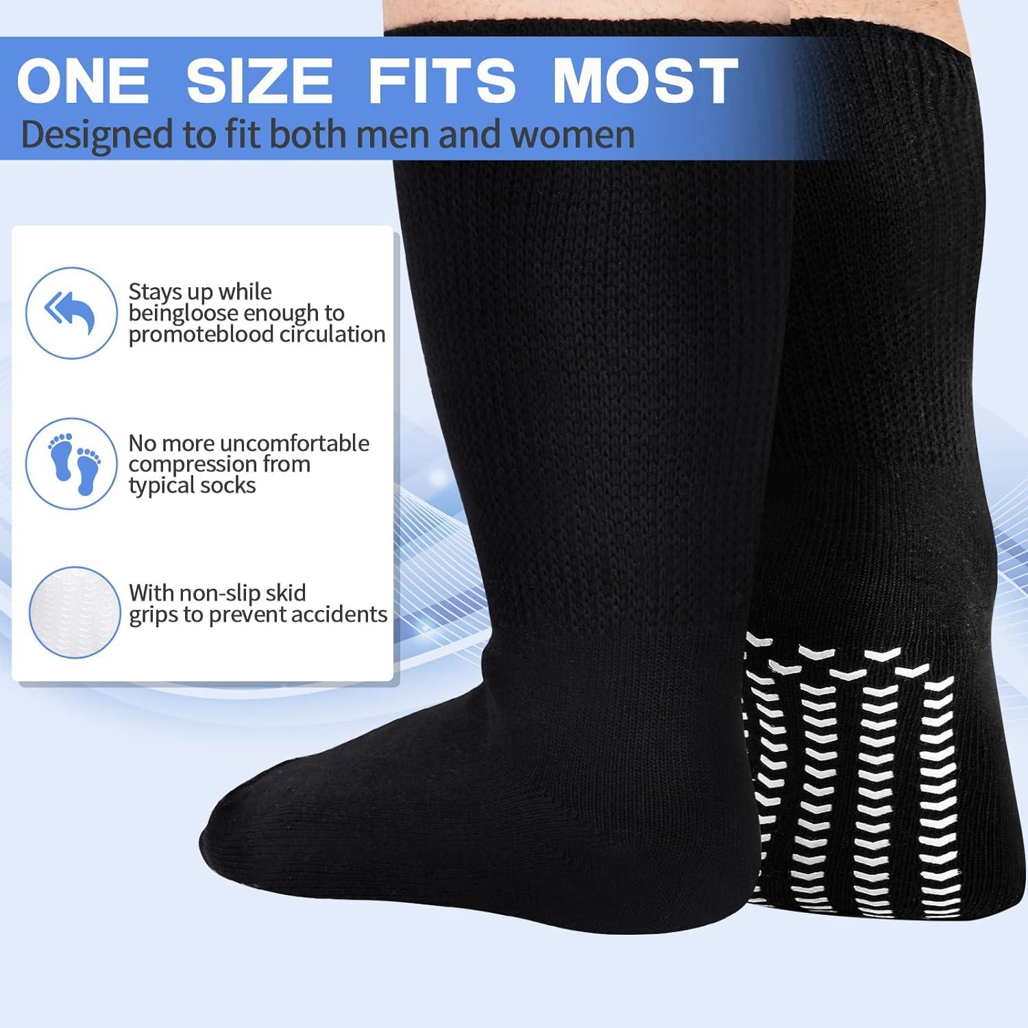  2 Pairs Extra Wide Socks For Swollen Feet, Diabetic Socks  For Men, Diabetic Non Slip Socks, Diabetic Socks Women, Hospital Socks