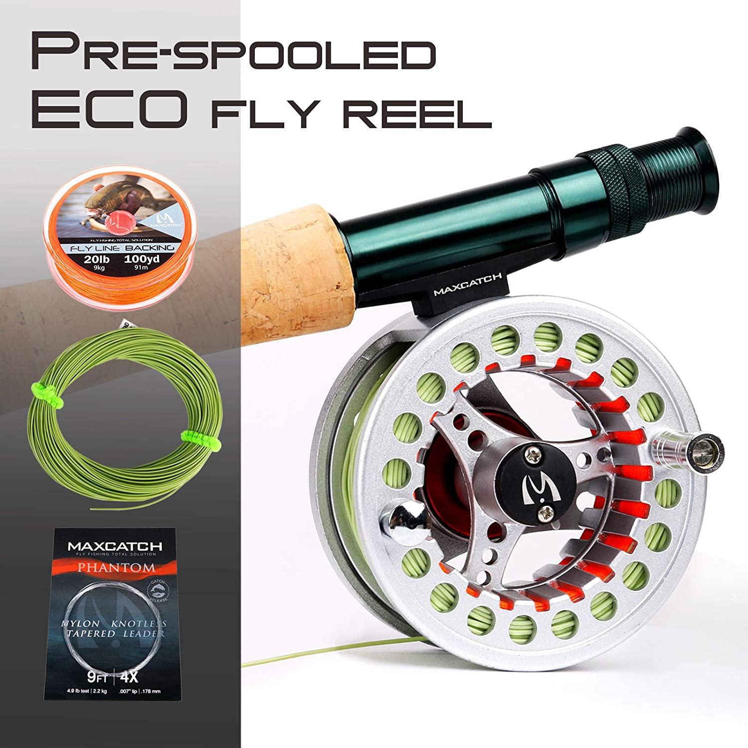 M MAXIMUMCATCH Maxcatch Extreme Fly Fishing Combo Kit 3/5/6/8 Weight,  Starter Fly Rod and Reel Outfit, with a Protective Travel Case 5wt 90 4pc  Rod,5/6 Reel