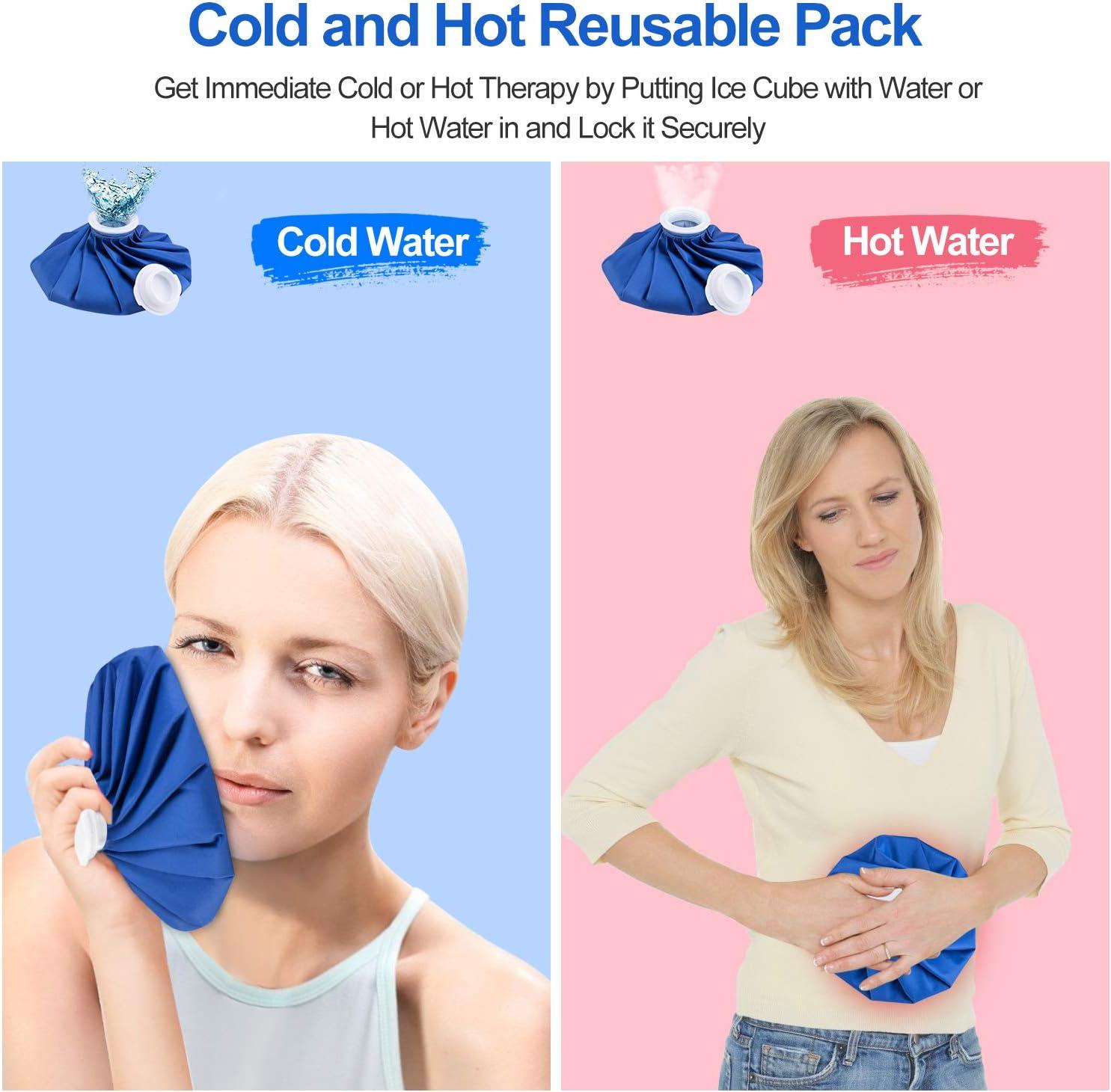 DoeDoe Ice Pack for Injuries Hot & Cold Therapy Reusable Ice Bags  Refillable Hot Water Bag Teeth Pain & Menstruation Pain Cold Pack No-Leak  Waterproof Cold Packs Pack of 3 3 Sizes (6/9/11)