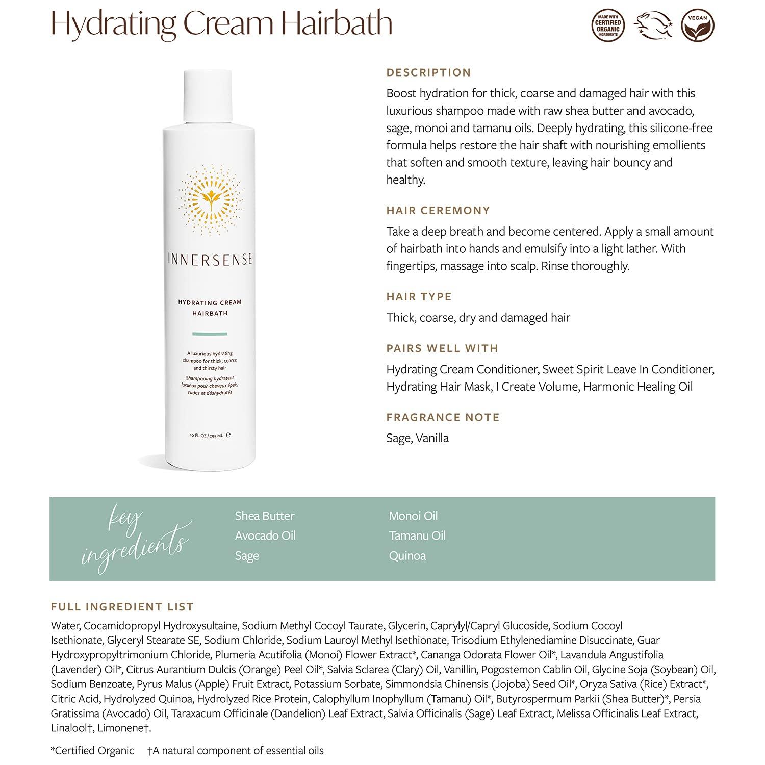 INNERSENSE Organic Beauty - Natural Hydrating Hairbath Shampoo | Non-Toxic,  Cruelty-Free, Clean Haircare (10oz)