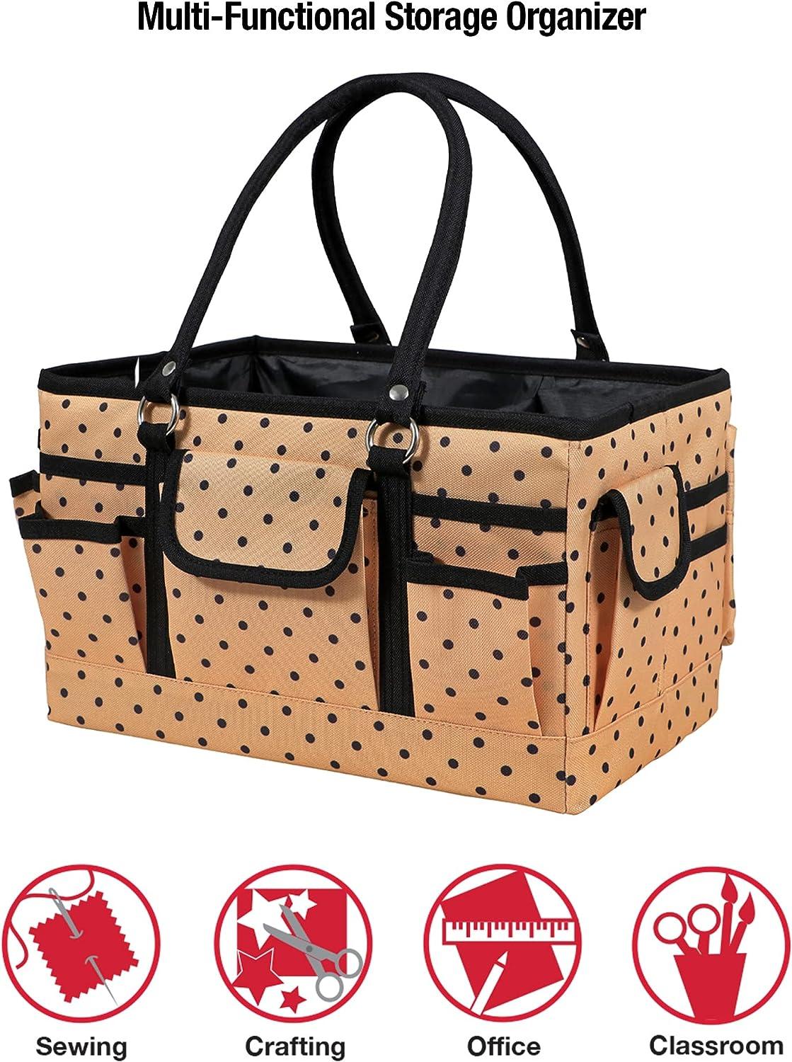 Large Craft Storage Tote Bag 6 Pockets Scrapbooking Sewing Supplies  Organizer Caddy with Handles for Travel Daily Use