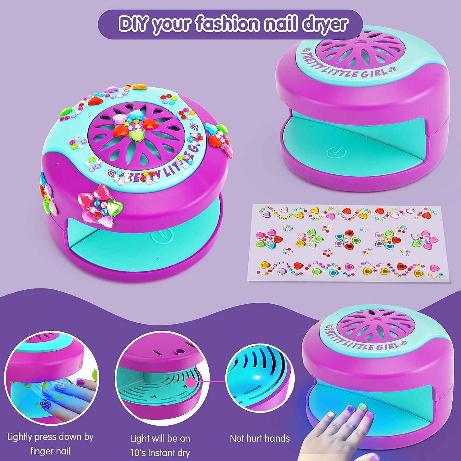 BATTOP Kids Nail Polish Set for Girls Nail Art Kits with Nail Dryer &  Glitter