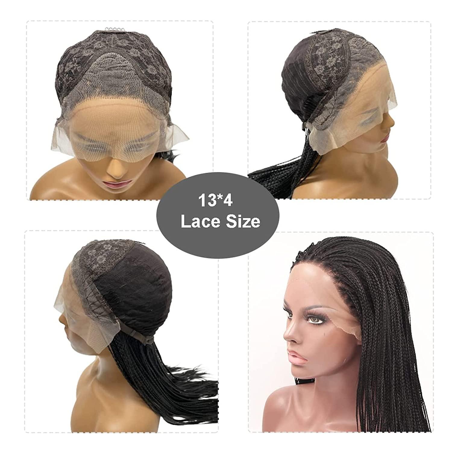 Black 13x2.5 Lace Front Braided Wigs Box Braids Synthetic Wig For