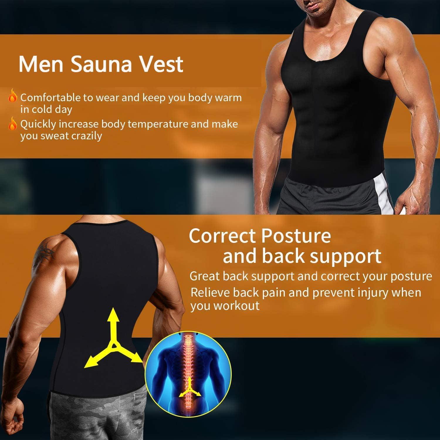 Men Sweat Vest Polymer Slimming Shirt Weight Loss Sauna Suit Waist Trainer  Top