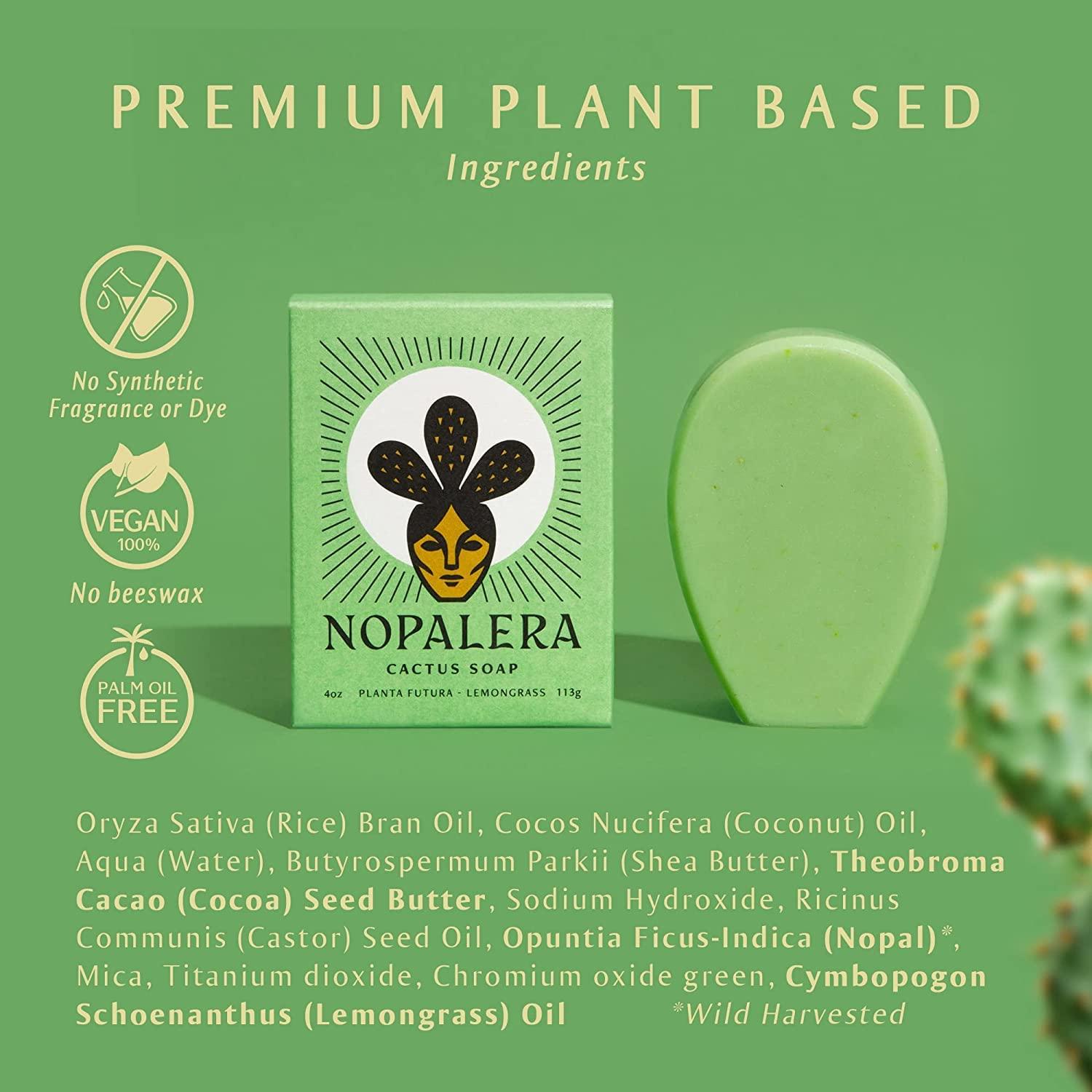 Green Fragrance - Face Artisan As Soap Futura Palm 4 oz Bar (Pack Lemongrass 1) Vegan Soap Cactus of Cruelty-Free and Prickly Cactus Oil Pear & Body Nopalera Natural Planta Free for