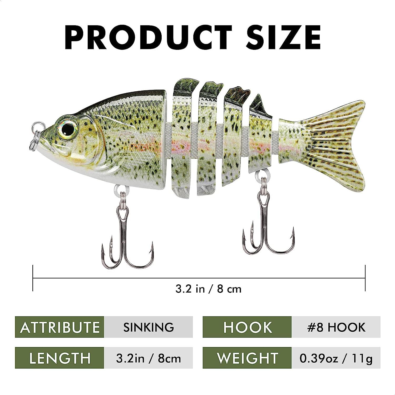 TRUSCEND Fishing Lures for Bass Trout, Multi Jointed Swimbaits, Slow  Sinking Bionic Swimming Lures for Freshwater Saltwater Bass Lifelike Fishing  Lures Kit A2-3,0.4oz
