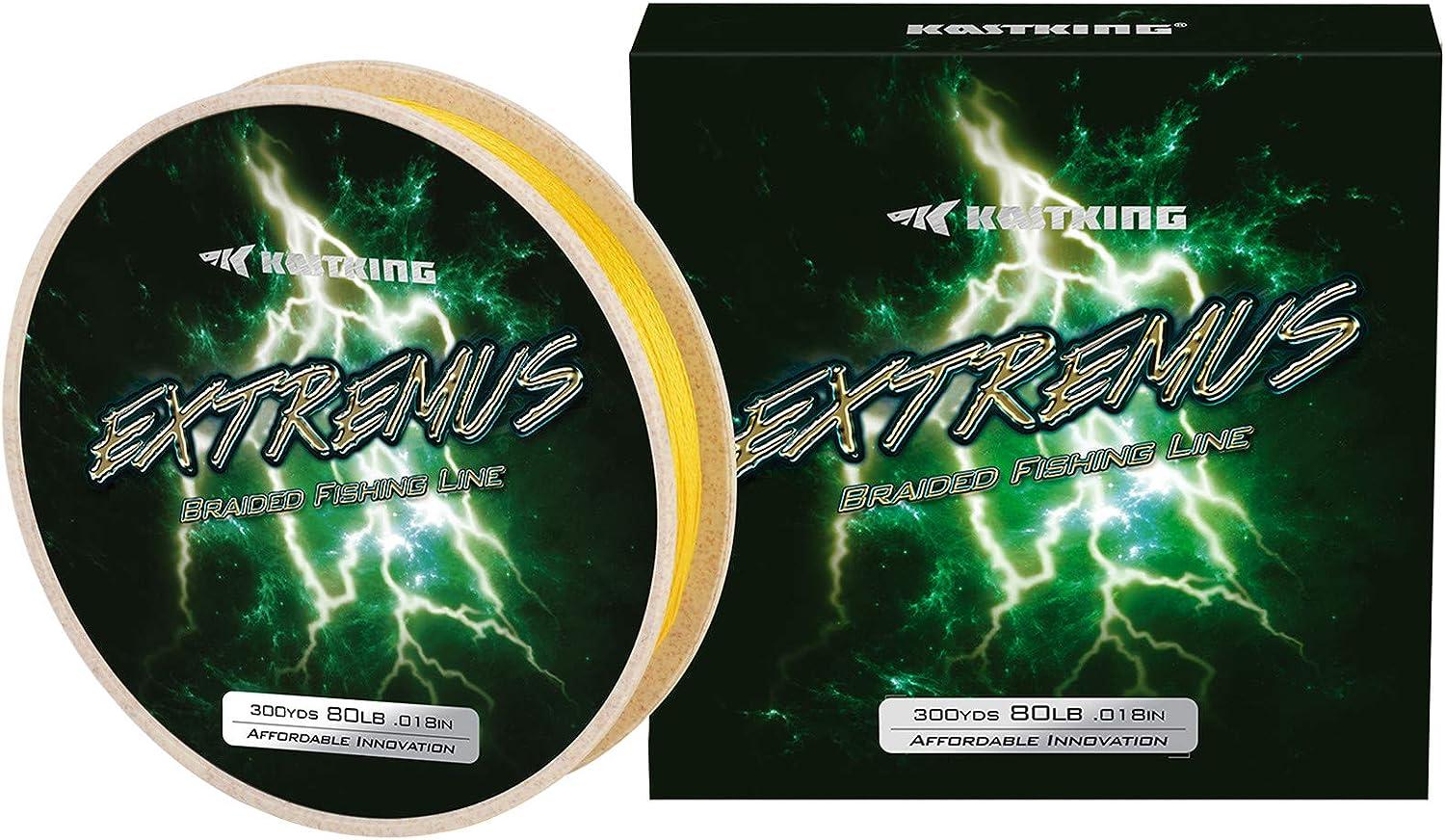 KastKing Extremus Braided Fishing Line, Highly Abrasion Resistant 4-Strand Braided  Lines, Thin Diameter, Zero Stretch, Zero Memory, Easy Casting, Great Knot  Strength, Color Fast Yellow A:150Yds - 50LB