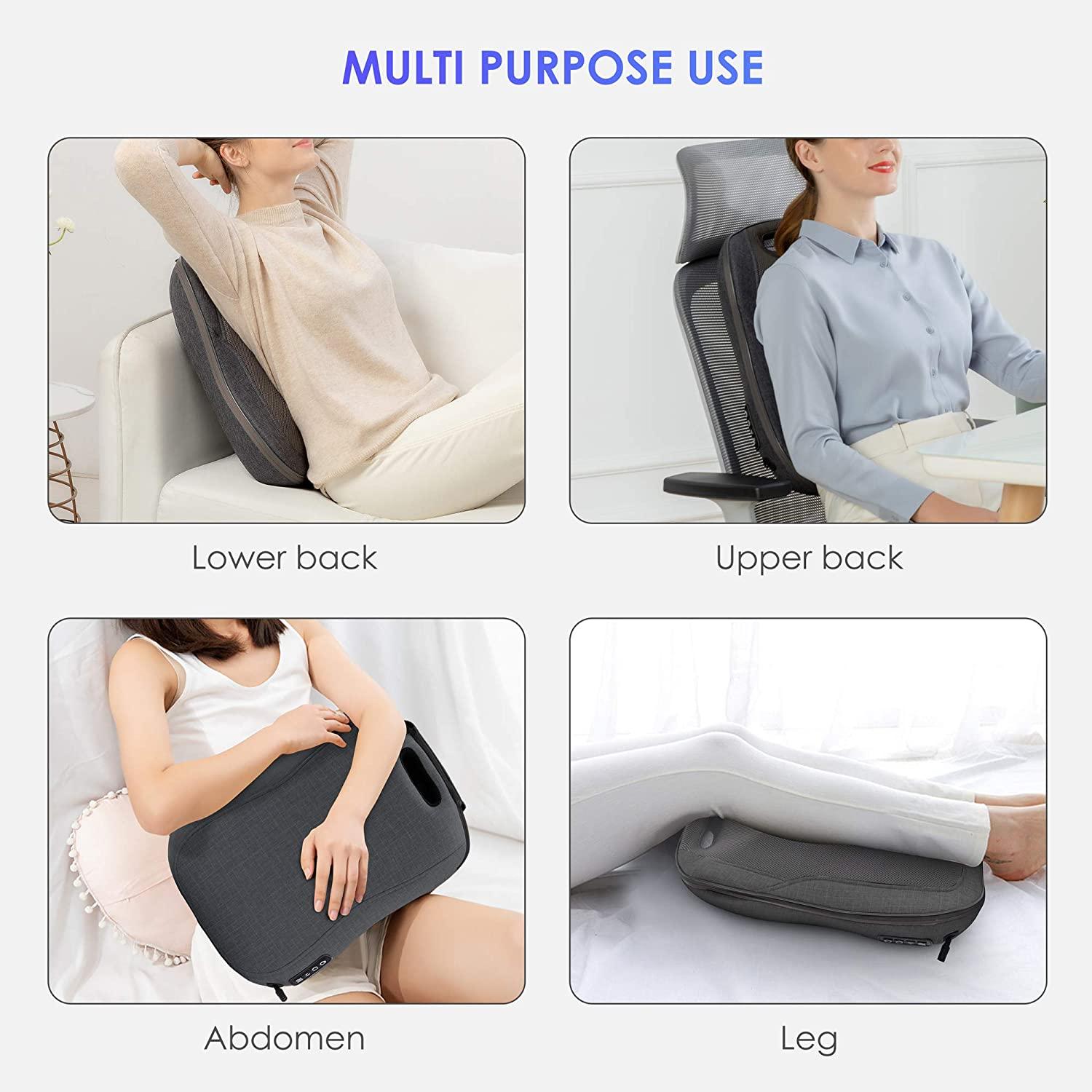 Snailax Shiatsu Full Back Massager with Heat, Adjustable Chair Massager  pad, Rolling Massage Seat Cushion, Gifts