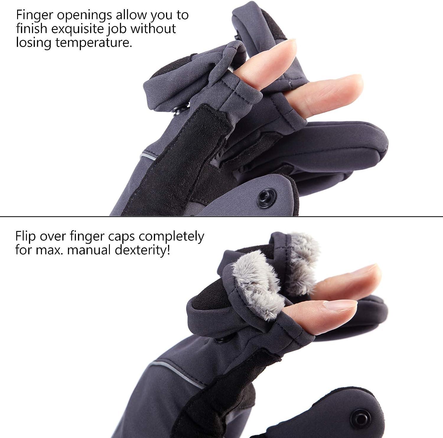 WALK FISH Winter Fingerless Fishing Gloves for Men & Women, Windproof Cold  Weather Touchscreen Warm Motorcycle Cycling Gloves