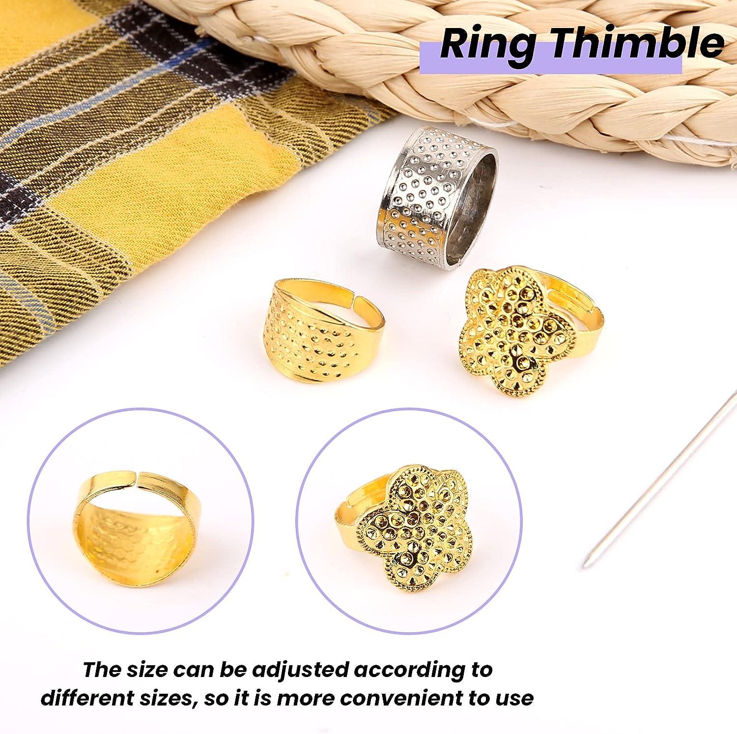 Metal Sewing Thimble 6Pcs Leather Silver Thimbles for Hand Sewing Coin  Thimble Ring Cap - AliExpress