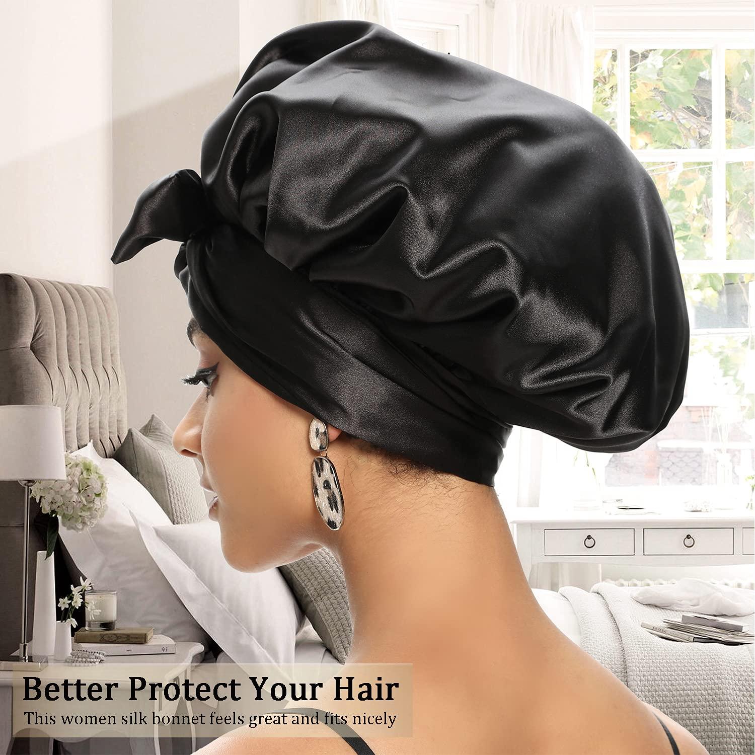 Satin Hair Bonnet with Silk Lined Hair Night Sleep Cap , Hair Wrap