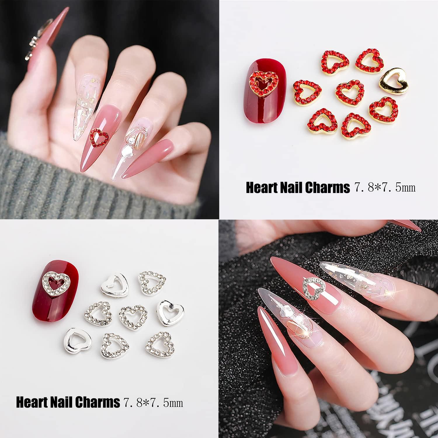Which one is your favorite? 1: Rhinestone Nails 2: Heart Nails? : r/Nails