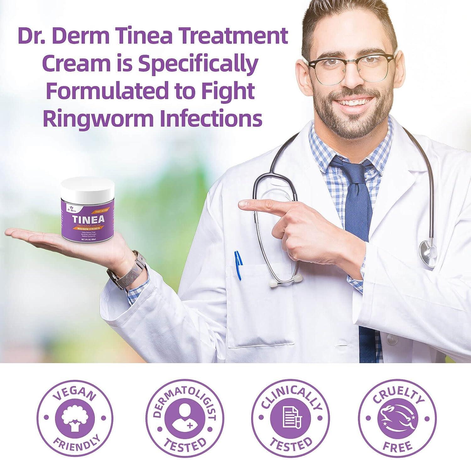 DR. DERM Tinea Versicolor Treatment Ringworm Treatment for Humans Athletes  Foot Treatment Antifungal Cream for Tinea Versicolor & Pedis Fast Healing  Anti Fungal Skin Cream - Multi-Functional