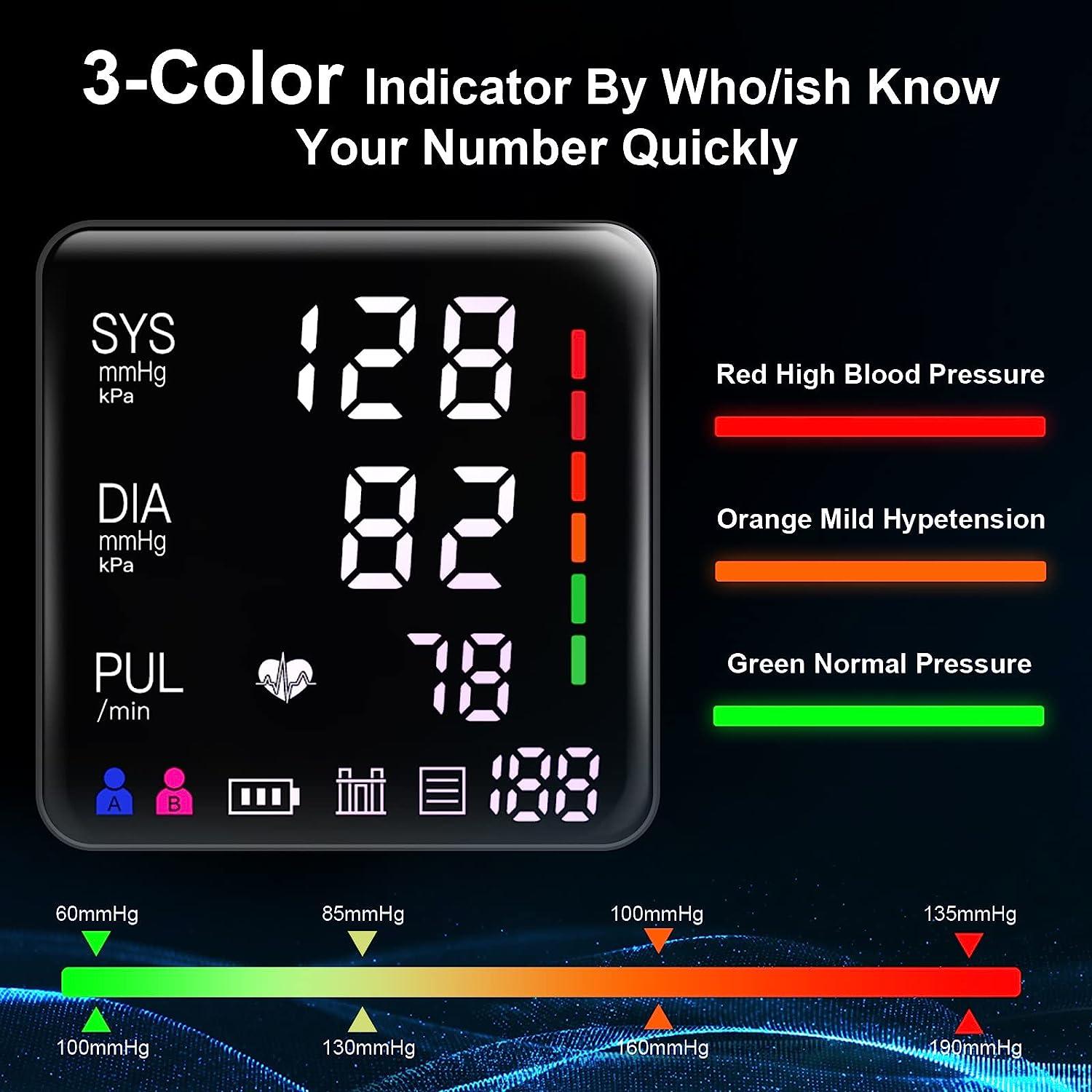 Blood Pressure Machine Upper Arm, 2 Size Cuffs M/L and XL, Medium/Large  9-17 and Extra Large Cuff 13-21, Accurate Automatic Digital BP Monitor,  Large Backlit LCD, BP Cuff 2-User 1000 Mem, U80Y 
