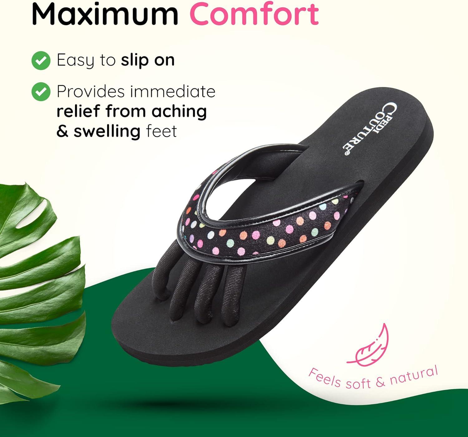 Pedi Couture Pedicure Sandals for Women - Toe Separator Slippers Large  Polkadot