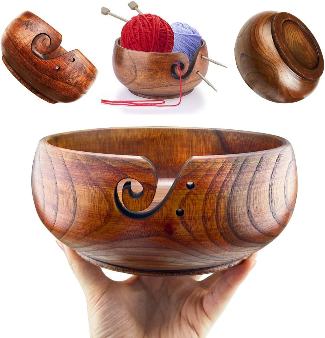 ROSEWOOD Yarn Bowl Handcrafted Wooden Yarn Bowl Large Yarn Bowl