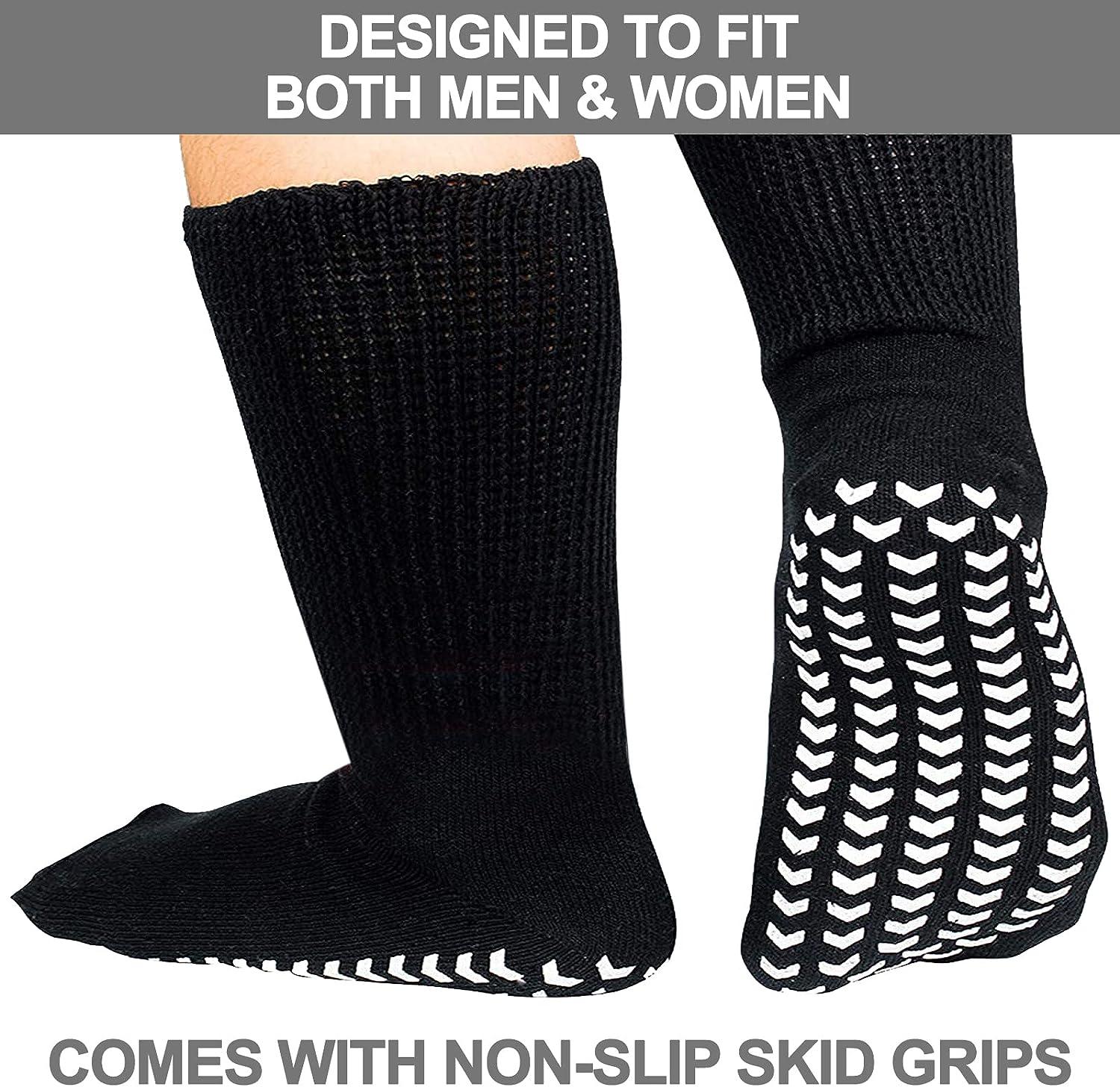RAXSEG Extra Wide Socks for Swollen Feet Non Slip Cast Sock Diabetic Socks  for Men Swollen Feet Socks Women Extra Wide Mens Socks Edema Socks  Lymphedema Socks Black