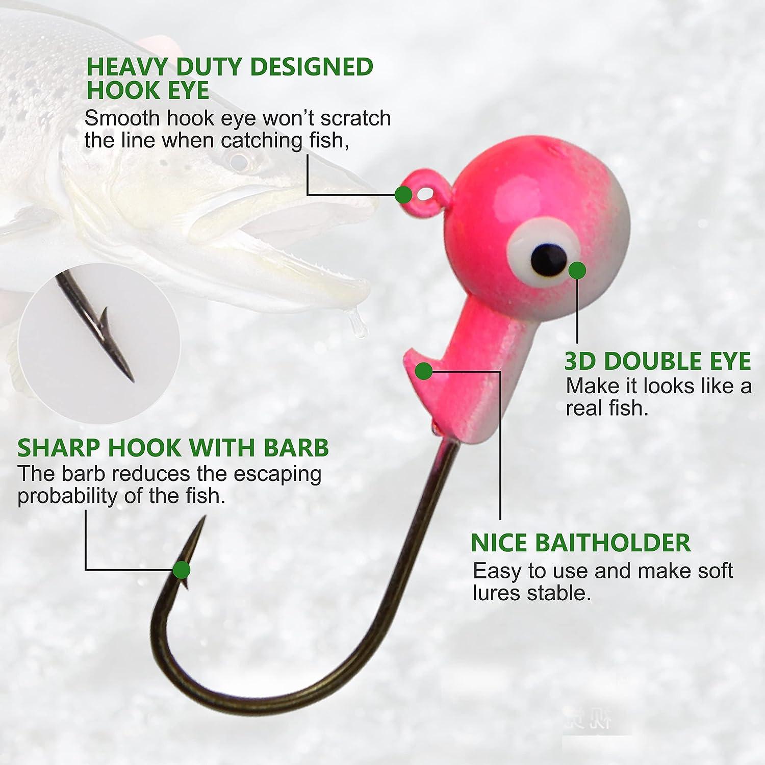 Fishing Jig Head Hooks Set, 60pcs Fishing Lures Jig Head Bait Assorted  Round Head Jig Hooks for Soft Worm Shrimp Lures Freshwater Saltwater  Fishing Tackle Kit