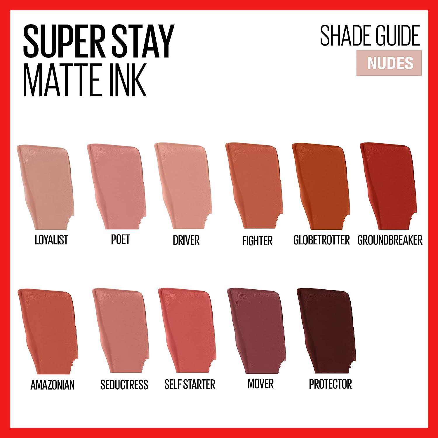 Maybelline Super Lasting Up of Lipstick Rosey 1 Wear Fl Color Nude Long 60 Light Poet 0.17 COUNT 16H Stay 1 Impact Count Makeup (Pack High Oz Ink 1) to Matte Liquid POET