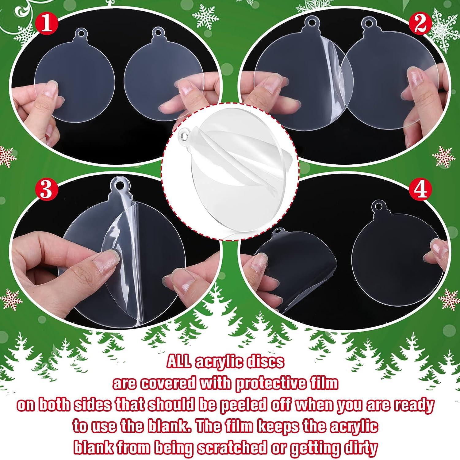 3 Acrylic Ornament Blanks Acejoz 36Pcs Clear Round Acrylic Christmas  Ornament Blanks with Hole for Craft DIY Keychain and Vinyl Projects(3  inches)