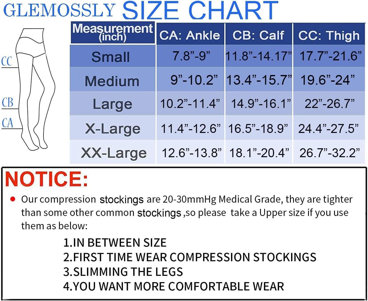 GLEMOSSLY Thigh High Medical Compression Stockings For Women &  Men,Footless,Firm Support Hose 20-30 mmHg Compression Socks For Treatment  Varicose Veins Swelling Footless Beige Medium