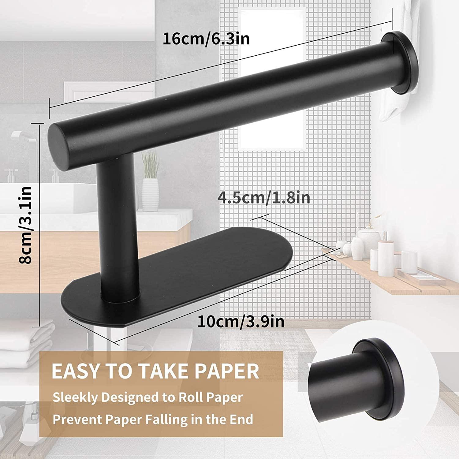 1pc Black Paper Towel Holder, Wall Mounted / Free-standing Kitchen