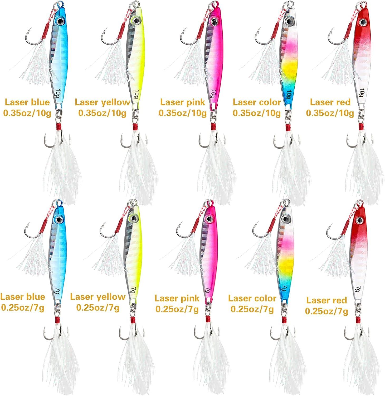 7g-20g Fake Fishing Lures With Hooks Vivid 3d Eyes Fishing Jigs With  Natural Feathers For Freshwater Seawater 