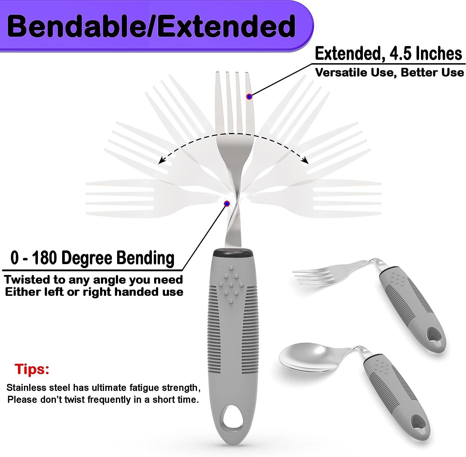 Weighted Utensils for Hand Tremors Weighted Silverware for Parkinsons  Patients Arthritic Hands Built Up Utensils for Adults Adaptive Eating  Utensils (Black-Bendable Utensils)