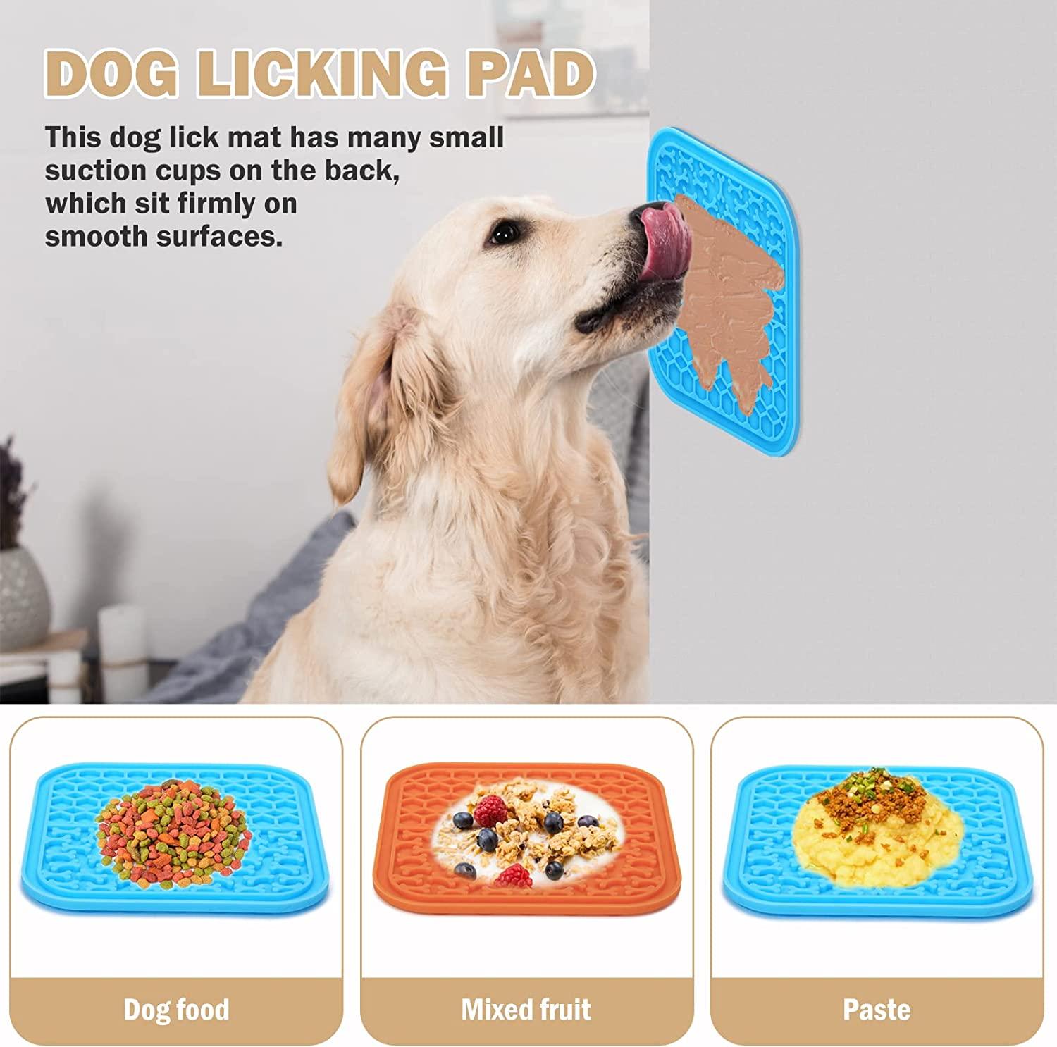 Lick Mat for Dogs Slow Feeder Licking Mat Anxiety Relief Lick Pad with  Suction Cups for Peanut Butter Food Treats Yogurt, Pets Bathing Grooming  Training Calming Mat 2 Pieces