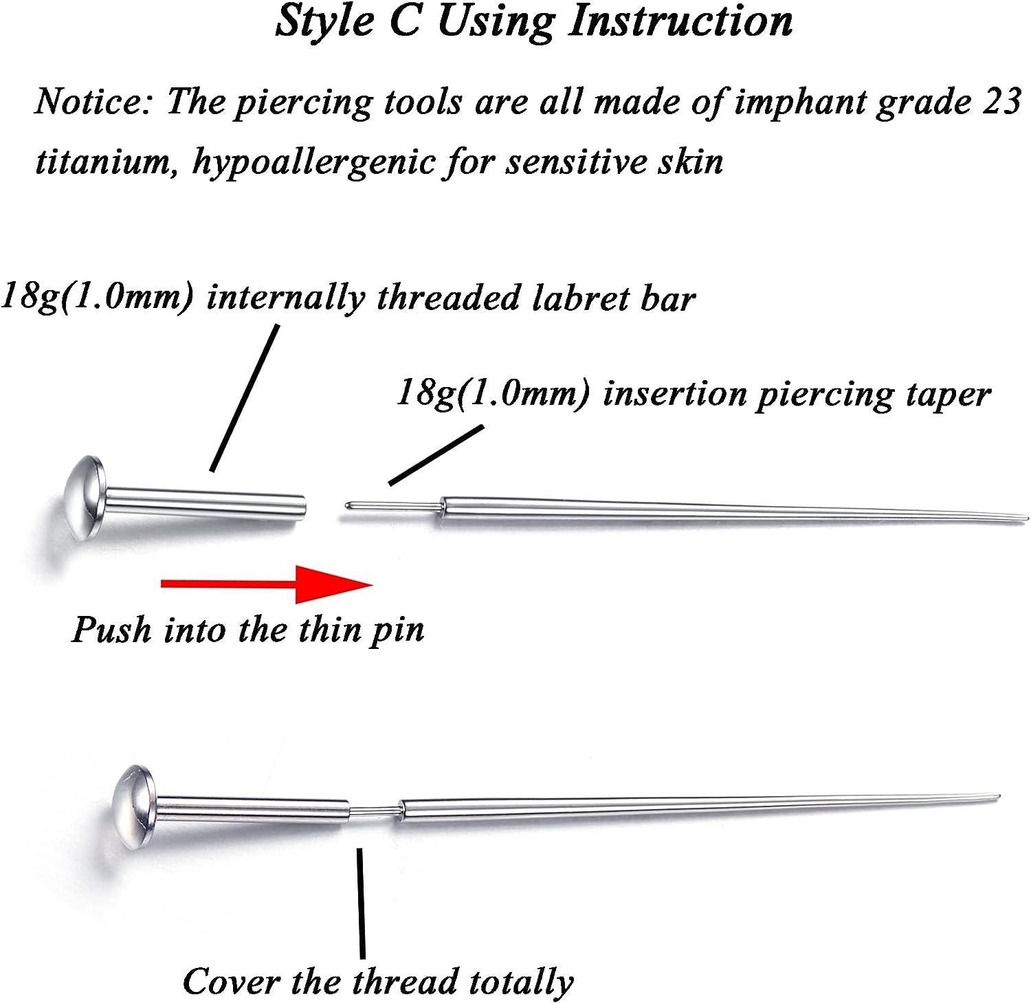 Insertion Pins for at Home Jewelry Changes Piercing Tools Piercing Tapers  Body Jewelry Tools Taper 