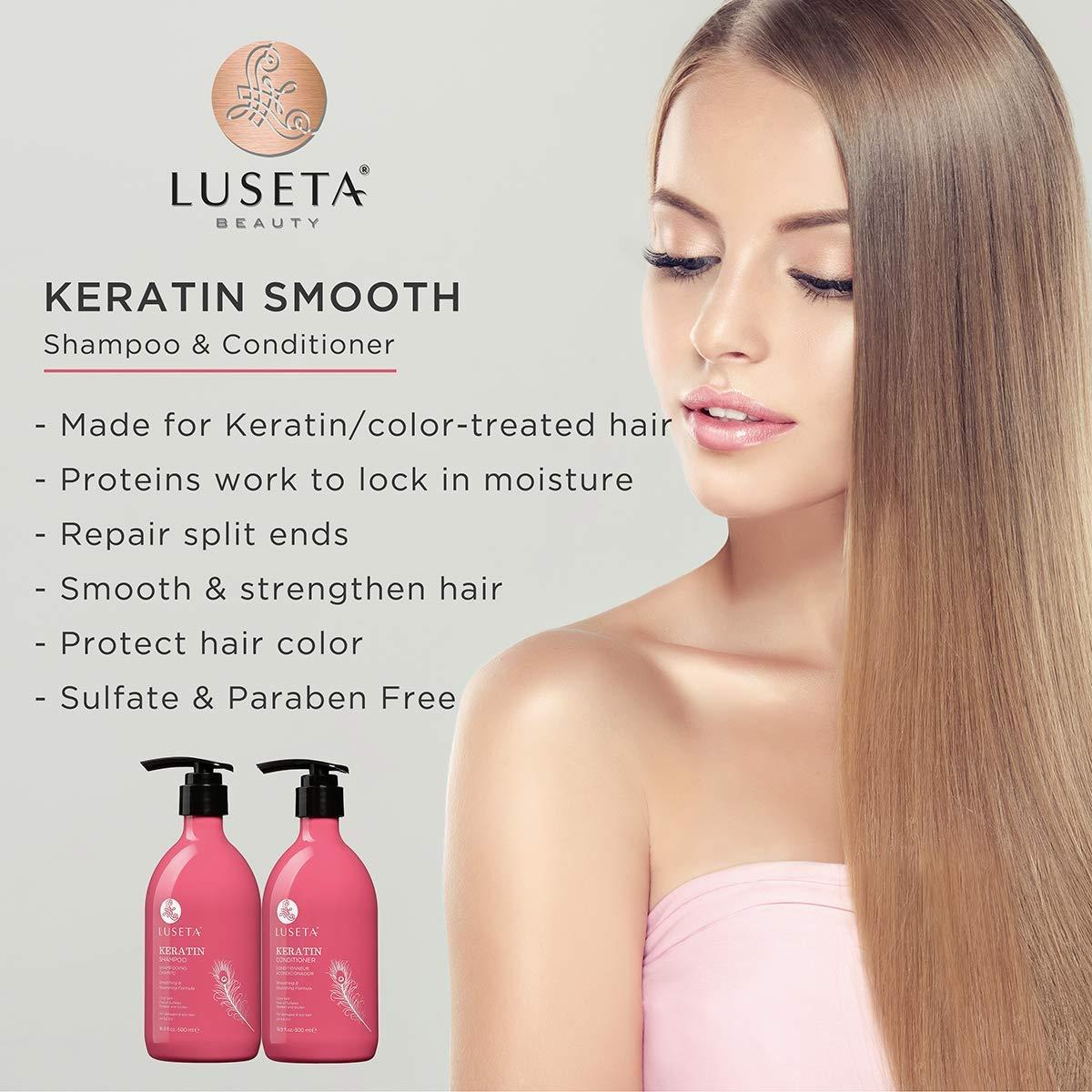 Luseta Keratin Shampoo and Conditioner for Color Treated Damaged & Dry ...