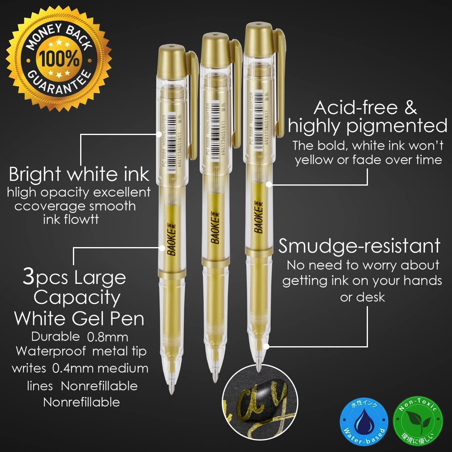 3pcs white marker pen quick-drying waterproof not fade art painting white  pen painting oily marker pen