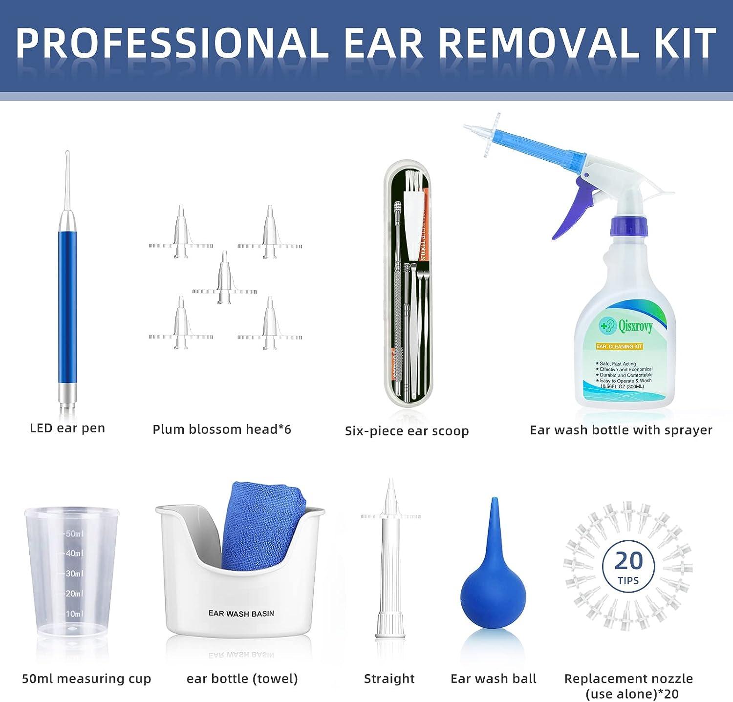 Ear Wax Removal Kit,Ear Irrigation Kit-Ear Cleaning Kit-Complete Ear  Irrigation Flushing System w/Otoscope,Easy to Operate Ear Lavage Kit,Safe  and Effective to Ear Flush Kit for adults of All Ages (flat bottle-new) 