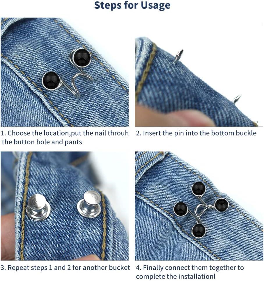  Bear Button Pins for Jeans,No Sew and No Tools Bear Clips for  Pants Instant Pant Waist Tightener,Adjustable Jean Buttons Pins for Loose  Jeans 8pcs Jeans Button Replacement Pant Clips for Waist
