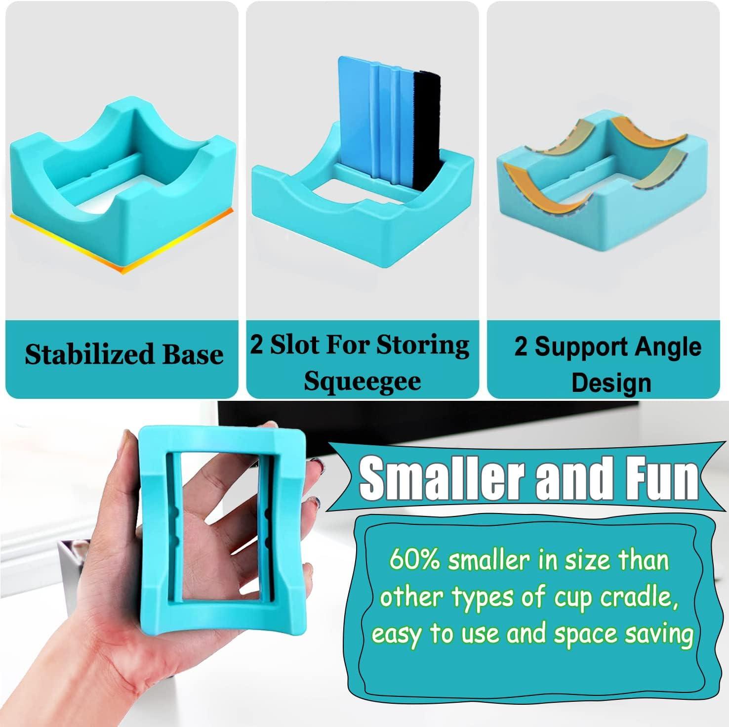 Cup Cradle for Crafting, Small Silicone Tumbler Holder with Built-in Slot  and Scraper, Cup Holder for Vinyl Decal Application, Cup Turner for Glass