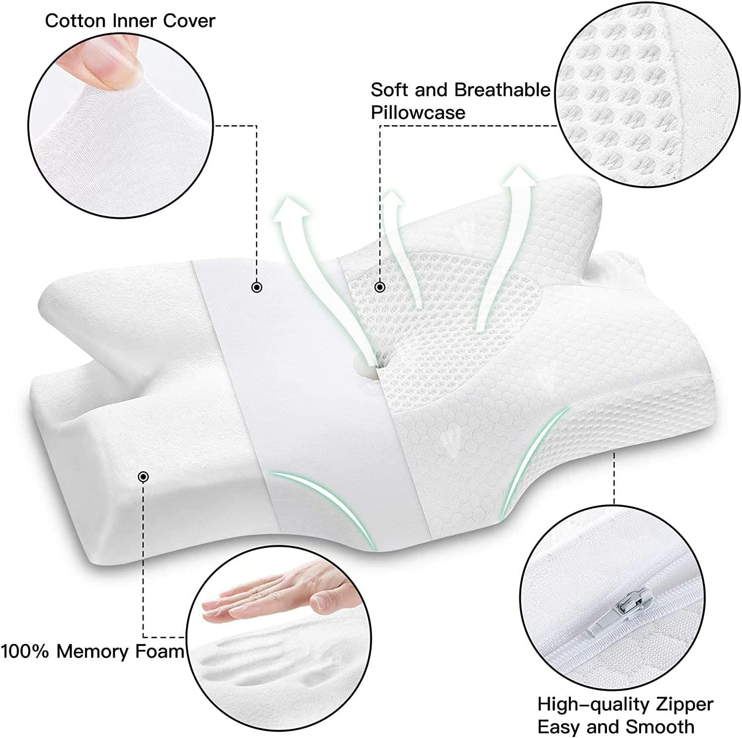Elviros Cervical Memory Foam Pillow, Contour Pillows for Neck and