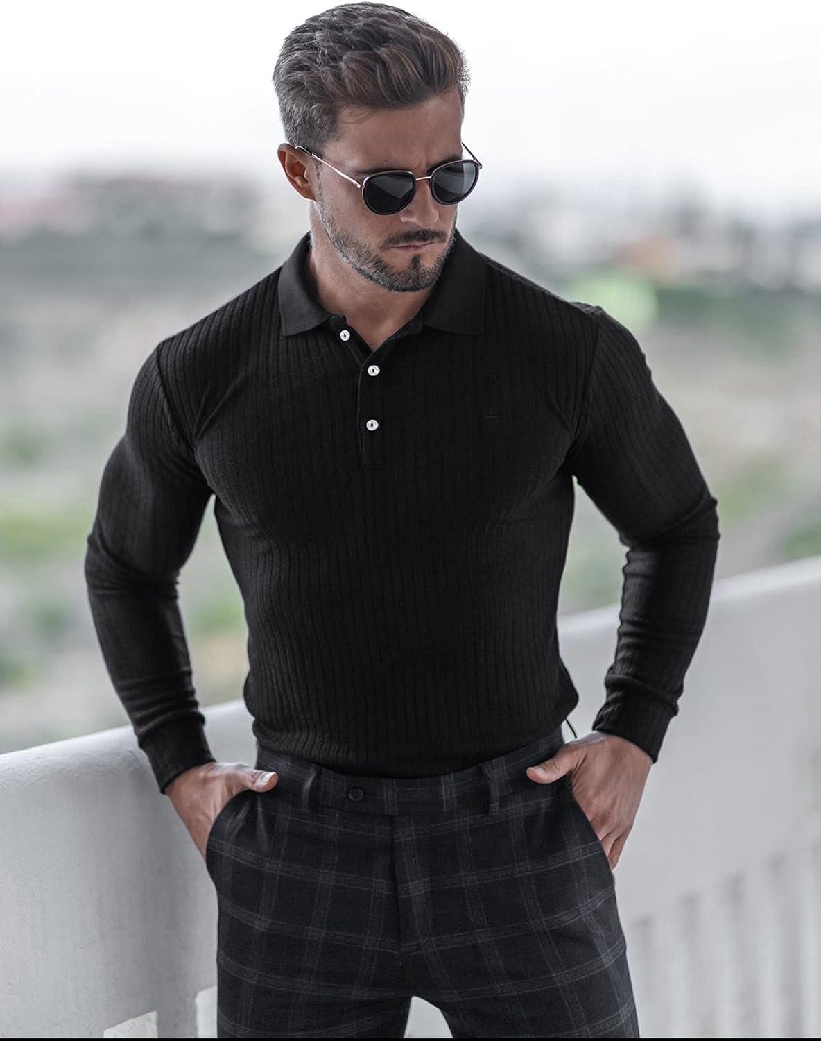 Mens Casual Slim Fit Crew Neck Long Sleeve T-Shirt Muscle Workout Tee Top  Blouse