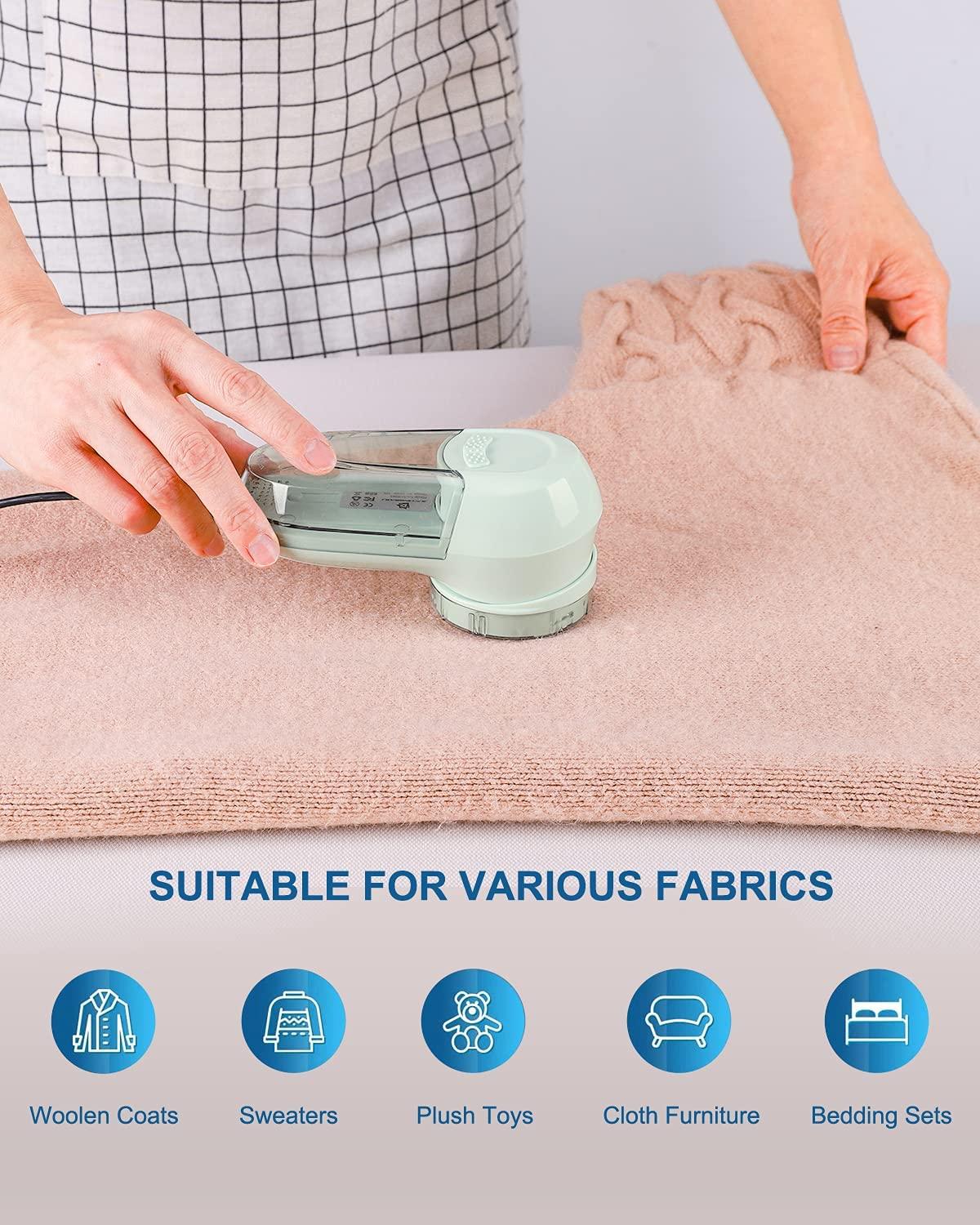 JUEYINGBAILI Fabric Lint Shaver - Fuzz Remover, with 3 Shave Heights ,  Battery Operated, AC120V Electric Sweater Shaver, Light Green - Remove Clothes  Fuzz, Lint Balls, Pills, Bobbles.