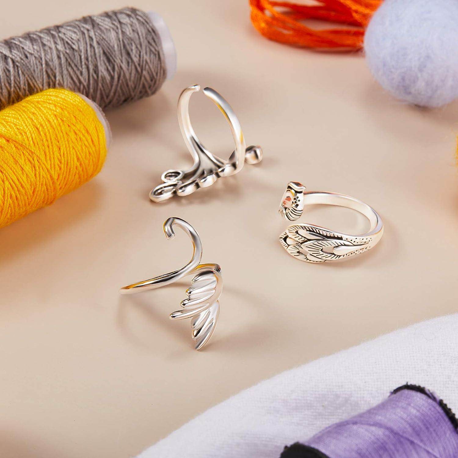 16PCS Fashion Gift Finger Knitting Rings Crochet Rings for Daily Knitting  Sewing