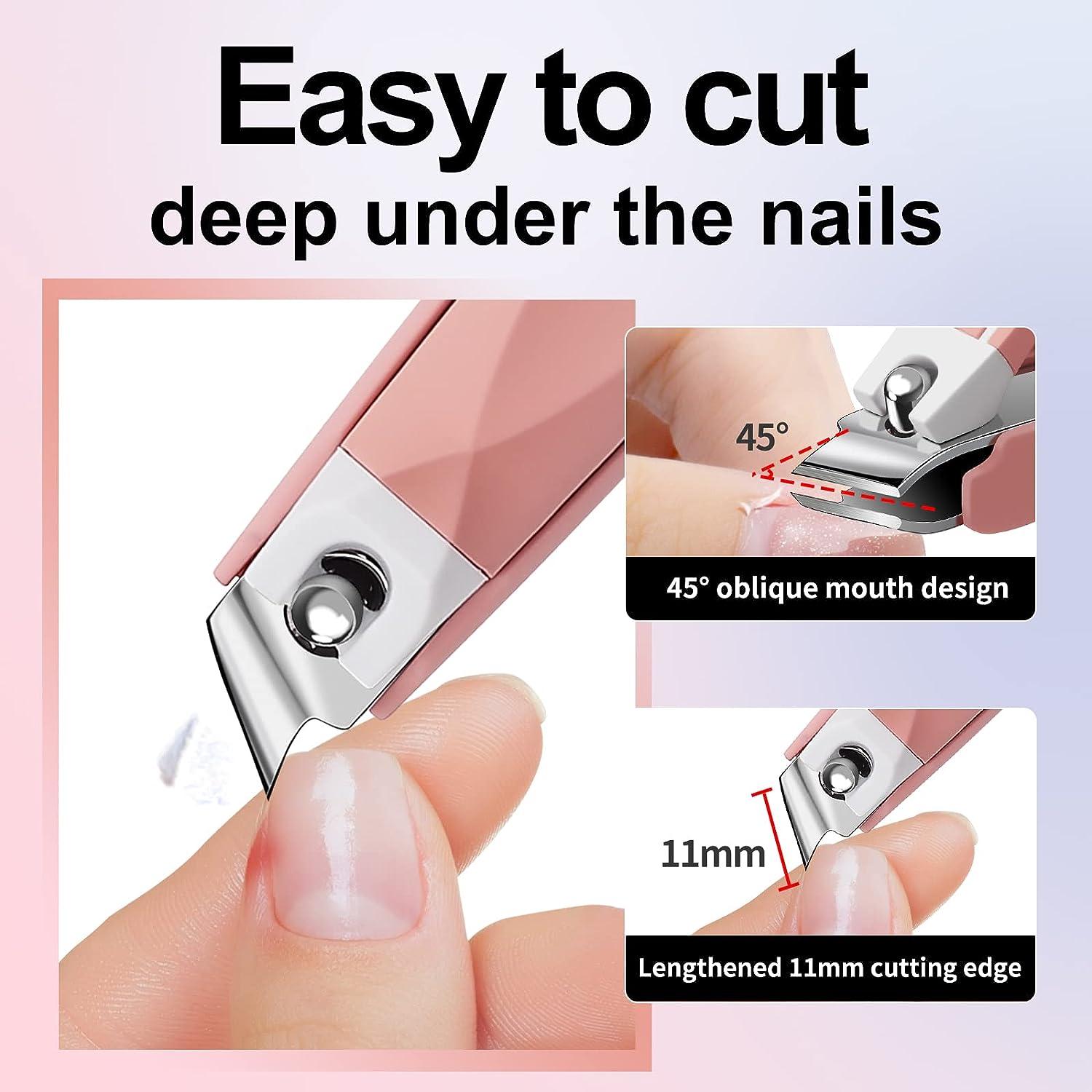 Nail Clipper With Catcher, Slanted Edge Nail Cutting Clippers Stainless  Steel Fingernail Cutter Trim With File For Men And Women