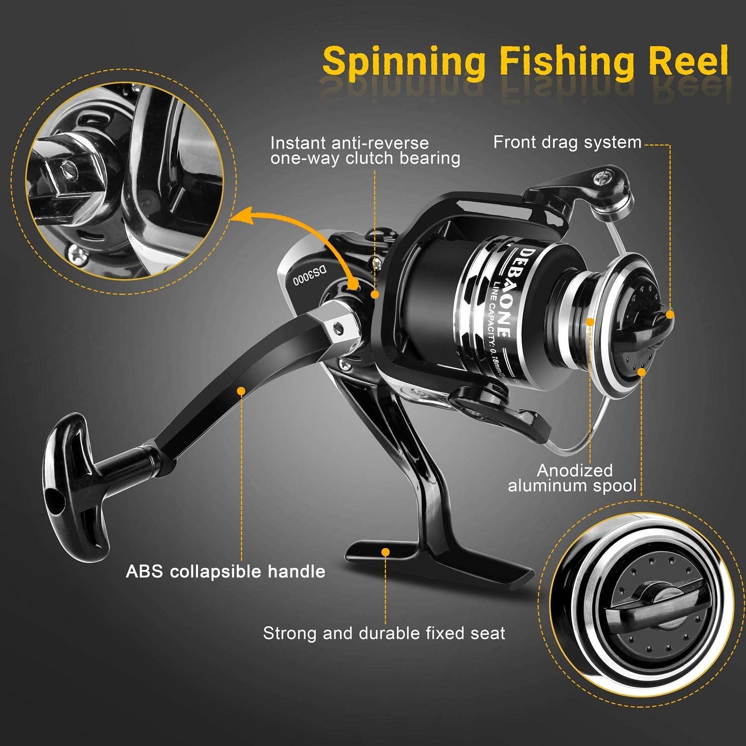 Fishing Rod Kit, Carbon Fiber Telescopic Fishing Rod and Reel Combo with  Spinning Reel, Line, Bionic Bait, Hooks and Carrier Bag, Fishing Gear Set  for