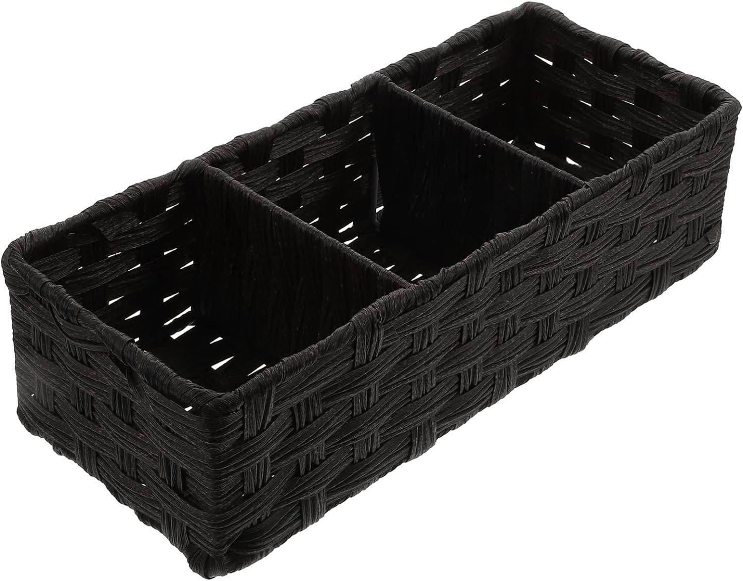 Black Bathroom Toiletries Storage Organizer Vanity Basket for Top Tank –  MyGift